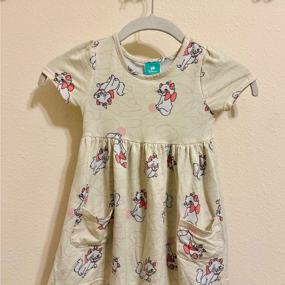 Disney Kids Cream Dress with Marie Cat Print 18M